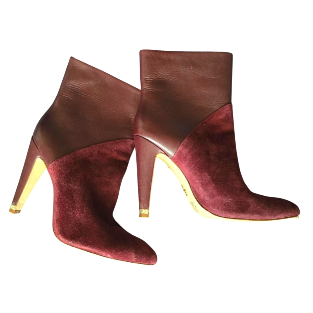 Donna Karan | Burgundy Hadi 2 Tone Leather Ankle Boots Sz 8.5